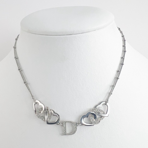 Dior Jewelry - AUTHENTIC CHRISTIAN DIOR SILVER HEART LOGO CHARM NECKLACE LIKE NEW